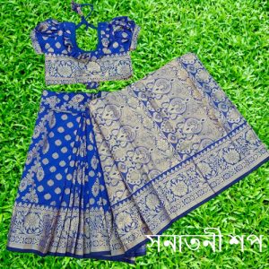 রাজকুমারীর জন্য রঙিন রেডি কাতান শাড়ি (লাল) - Image 7